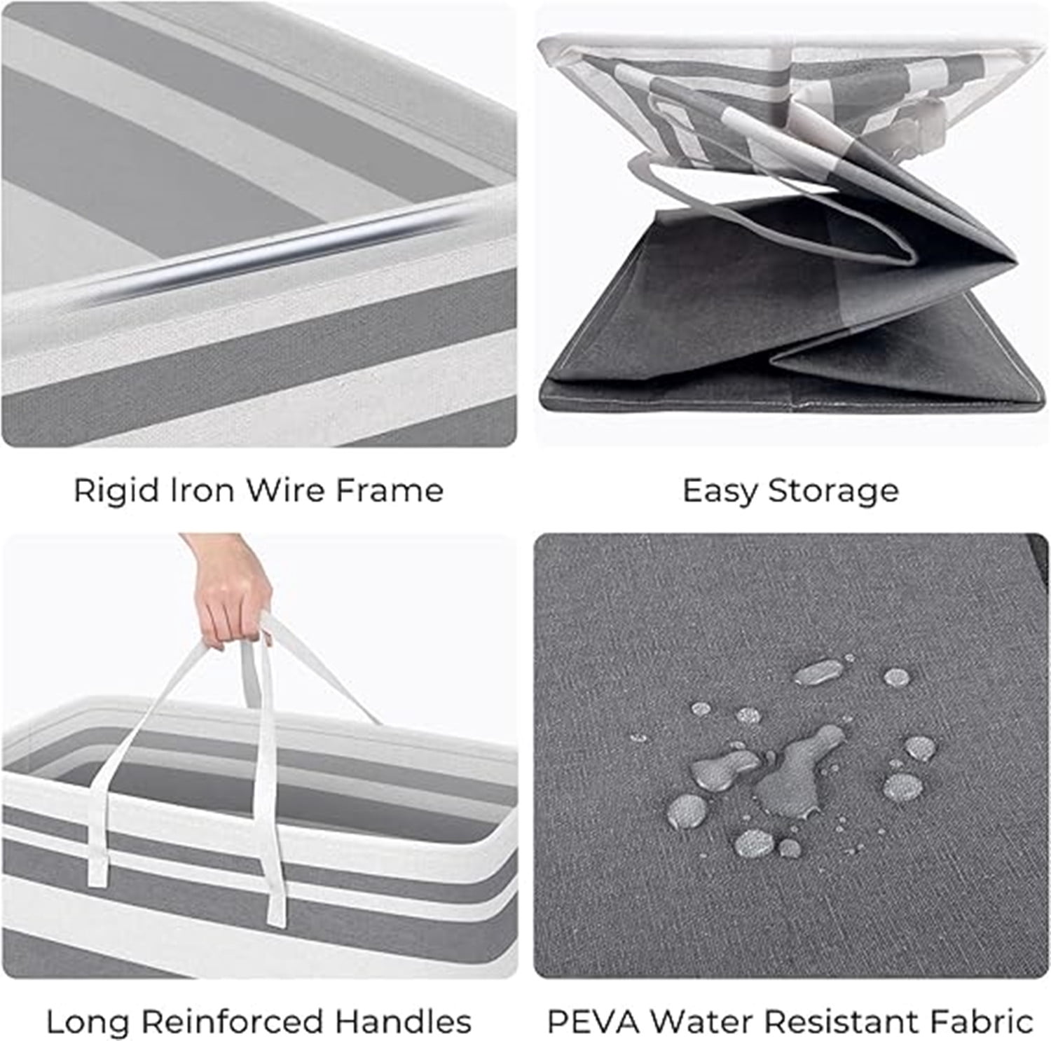 XZKING 2 Pack Large Laundry Basket Freestanding Waterproof Laundry Hamper Collapsible Tall Clothes Hamper with Extended Handles for Clothes Toys in the Dorm and Family-(Gradient Grey, 100L)
