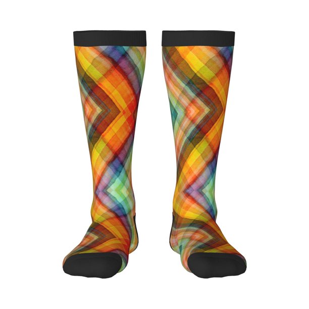 Balery Abstract Watercolors Tartan Calcetines novedosos Calcetines deportivos Calcetines hasta la rodilla Calcetines de algodón Calcetines originales y geniales