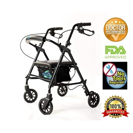 Walker Leg Caddy - Super Light Rollator & Lightweight Aluminum Folding Walker with Seat and Loop Brakes, 6