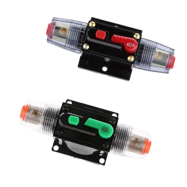 2 piezas 40A Interruptor de manual del portafusibles del disyuntor de audio del automóvil Baoblaze Disyuntor