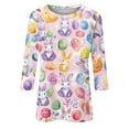 thumbnail image 4 of HAVUITYY Easter Printed Women's Sweaters, 3/27 Sleeve Crew Neck Womens Tops, Spring Going Out Easter Shirts for Women Wear & Gifts, 4 of 5
