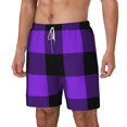 thumbnail image 2 of Balery Purple Buffalo Plaid Mens Swim Trunks Swim Shorts for Men Quick Dry Inseam Beach Shorts with Compression Liner Pocket-X-Large, 2 of 9