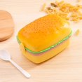 thumbnail image 1 of Fiambrera de 3 niveles con cuchara para niños, bonita lonchera de plástico con forma de hamburguesa, 1 of 5