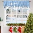 thumbnail image 3 of Light Blue Christmas Tie Up Valances Curtain, Xmas Reindeer Tree Winter Snowflake Adjustable Rod Pocket Short Window Treatment Tie Up Curtains Valances for Kitchen Living Room Bathroom 42x12 Inches, 3 of 9