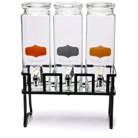 Triple Glove Dispenser Circleware Yorkshire Element 80 oz Triple Dispensers with Copper, Silver and Gold Metallic panels on Black Metal Stand ()