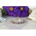 thumbnail image 2 of Simulated Wed Band Round Purple Amethyst Miligrain Stackable Gold Finish, 2 of 3