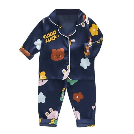 

Pajamas Outfit For Toddler Girls Boys Long Sleeve Cartoon Prints Tops Pants 2 Piece Outfits Kids Homewear Nightgown Clothes Set