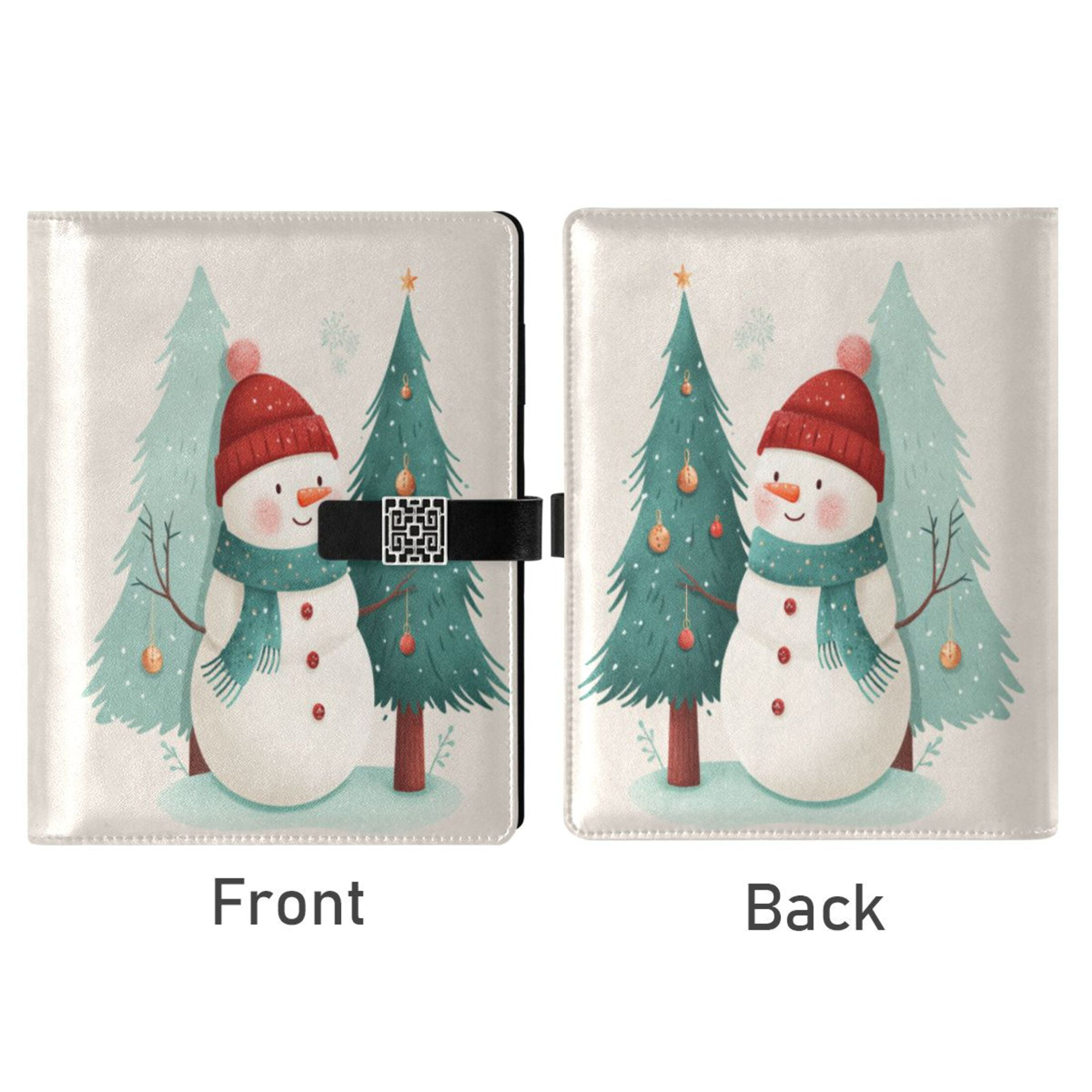 Leather Planner Leather Notebook Notebook Journal Binder Design Pen Pocket Design Convenient for Storage Watercolor Christmas Snowman