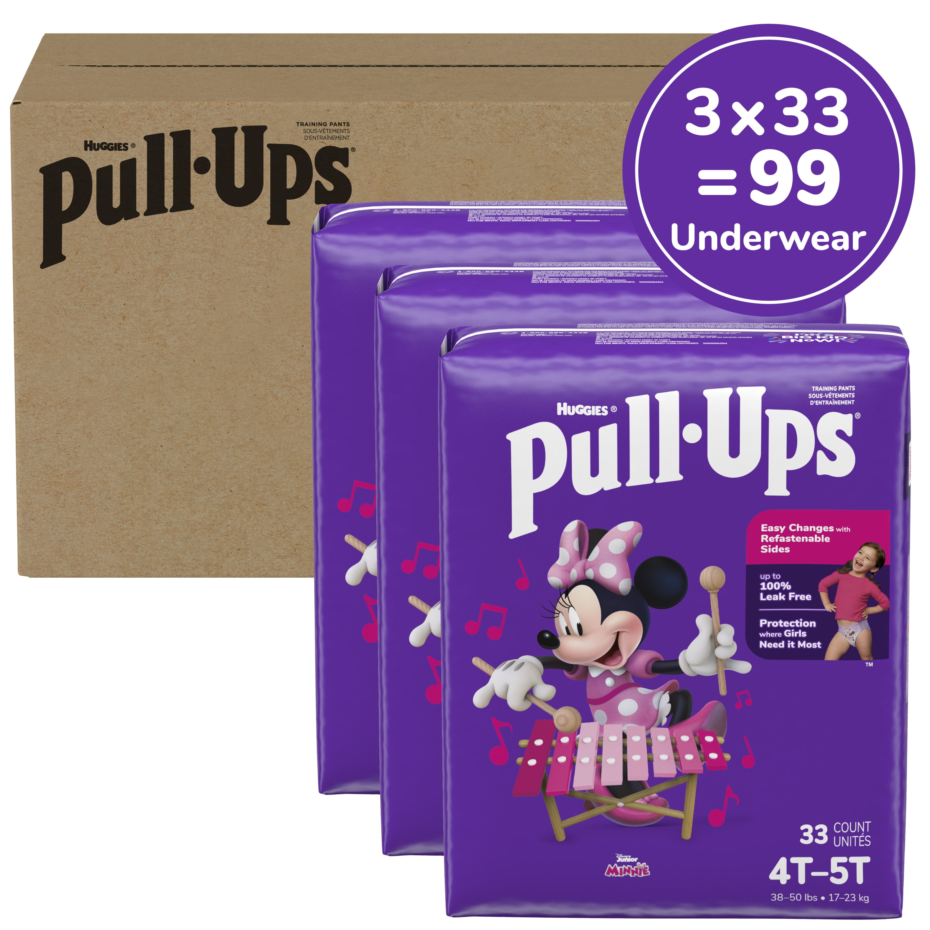 Pull-Ups Girls' Potty Training Pants, 4T-5T (38-50 lbs), 99 Count 