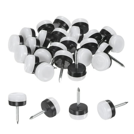 Uxcell 24-Pack Furniture Sliders, 0.6" Nail-on Chair Leg Protectors for Hardwood Floors/Table/Chair/Wooden Floors [White]