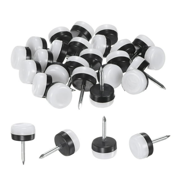 Uxcell 24-Pack Furniture Sliders, 0.6" Nail-on Chair Leg Protectors for Hardwood Floors/Table/Chair/Wooden Floors [White]