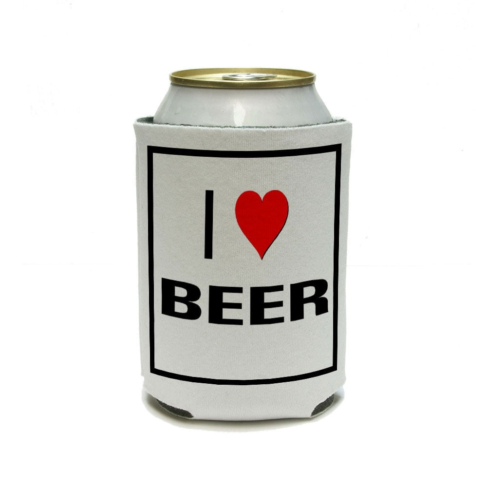 I Love Heart Beer Can Cooler Drink Insulator Beverage Insulated Holder