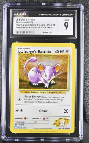 2023 Pokemon EN Trading Card Game Classic: Lt. Surge's Rattata #015/034 - CGC 9 Mint
