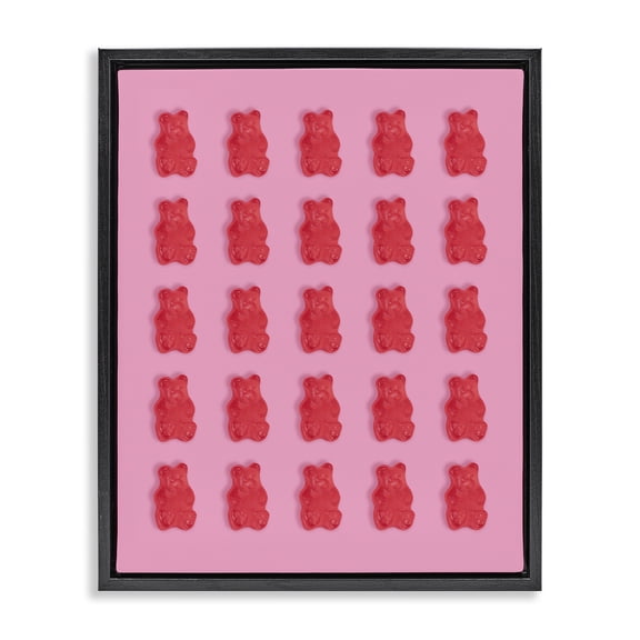 Stupell Industries Red Gummy Bears on Pink Black Framed Floater Canvas Wall Art, design by LISH Creative