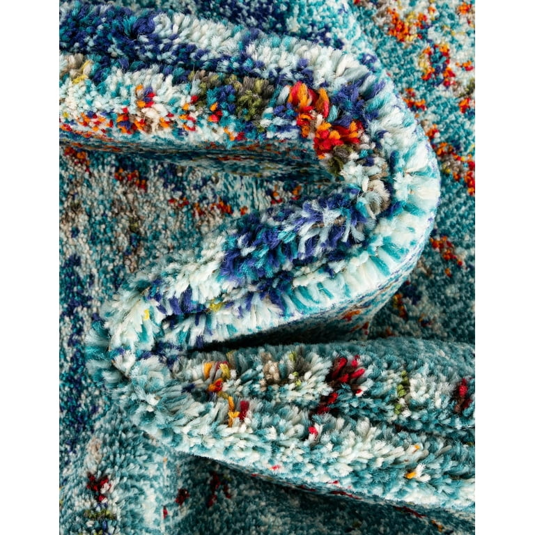 Unique Loom Warhol Vita 6 x 9 Turquoise/Navy Blue Indoor Medallion Oriental Area Rug Unique Loom Warhol Vita 6 x 9 Turquoise/Navy Blue Indoor Medallion Oriental Area Rug