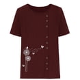 thumbnail image 4 of Blouses pour Femmes, Mode Féminine Imprimée Confortable Ample Manches Courtes Blouse Boutonnée Col Rond Décontracté, 4 of 4