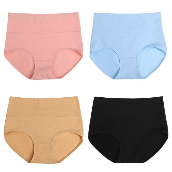 OFFIGAM 4-Pack Women's Briefs Underwear Soft Smooth Finish Elastic Waistband Assorted Colors Comfortable Fit