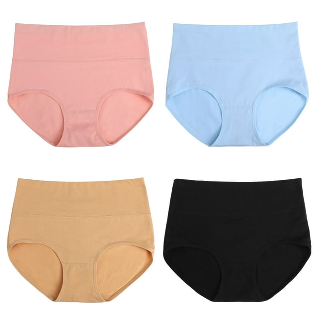 BESTYASH 4Pcs Womens Panty Assorted Colors Breathable Comfortable Fabric Elastic Waistband Design