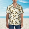 thumbnail image 2 of Pofeuu Flying Bees1 Print Hawaiian Shirt for Men Sleeves Casual Button Down Summer Beach Dress Shirts T-Shirts,XX-Large, 2 of 7