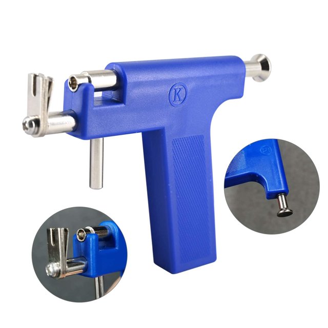 Kit de perforación de orejas, kit de herramientas de perforación de cuerpo de pistola de perforación de ombligo de nariz de acero inoxidable profesional con 98 piezas de pernos de oreja oso de fresa Hogar
