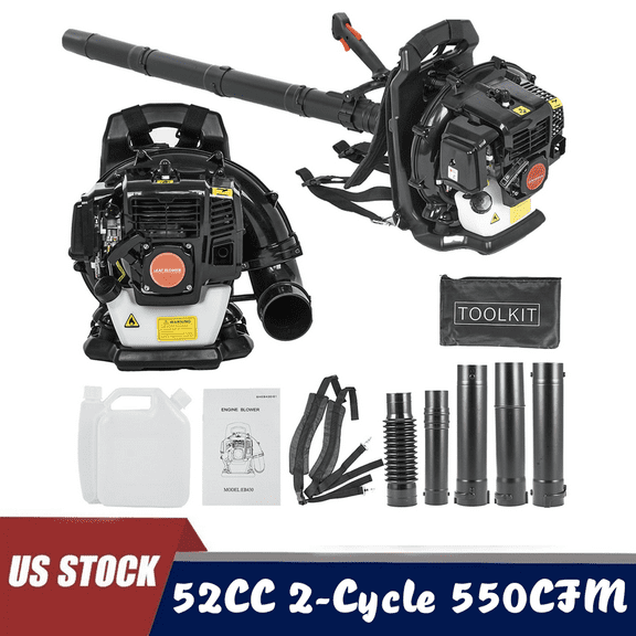 52CC 1.7HP 2-Cycle Backpack Gas Powered Leaf Blower, High Strength Snow Blower, Grass Lawn Blower Air Cooling Gasoline Backpack Grass Blower with Single-Cylinder Air-Cooled for Gutter,Garden,Yard