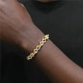 thumbnail image 3 of FEEL STYLE Unisex Zircon Gold Plated Rolo Chain Bracelet for Men Women 9MM 7", 3 of 5