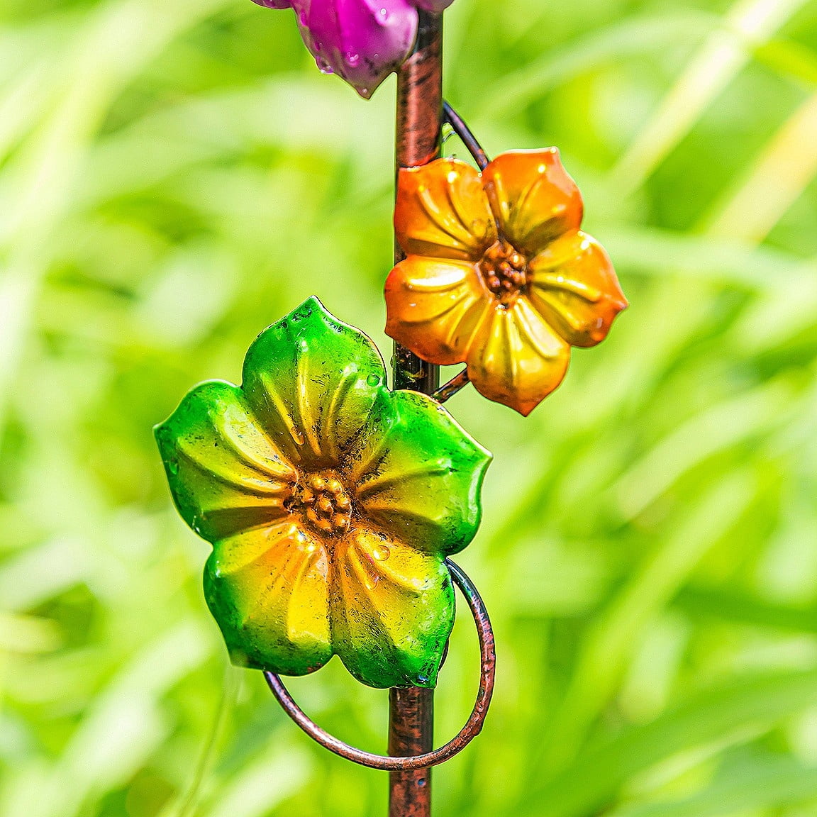 Evergreen Flag Beautiful Pink and Green Climbing Flower Rain Gauge - 6 x 42 x 2 Inches