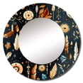 thumbnail image 2 of Designart "Boho Vintage Explorer" Floral Rund Mirror For Wall Decor - Large Browns Round Printed Mirror -Bohemian Round Living Room Mirror - 23" x 23", 2 of 6
