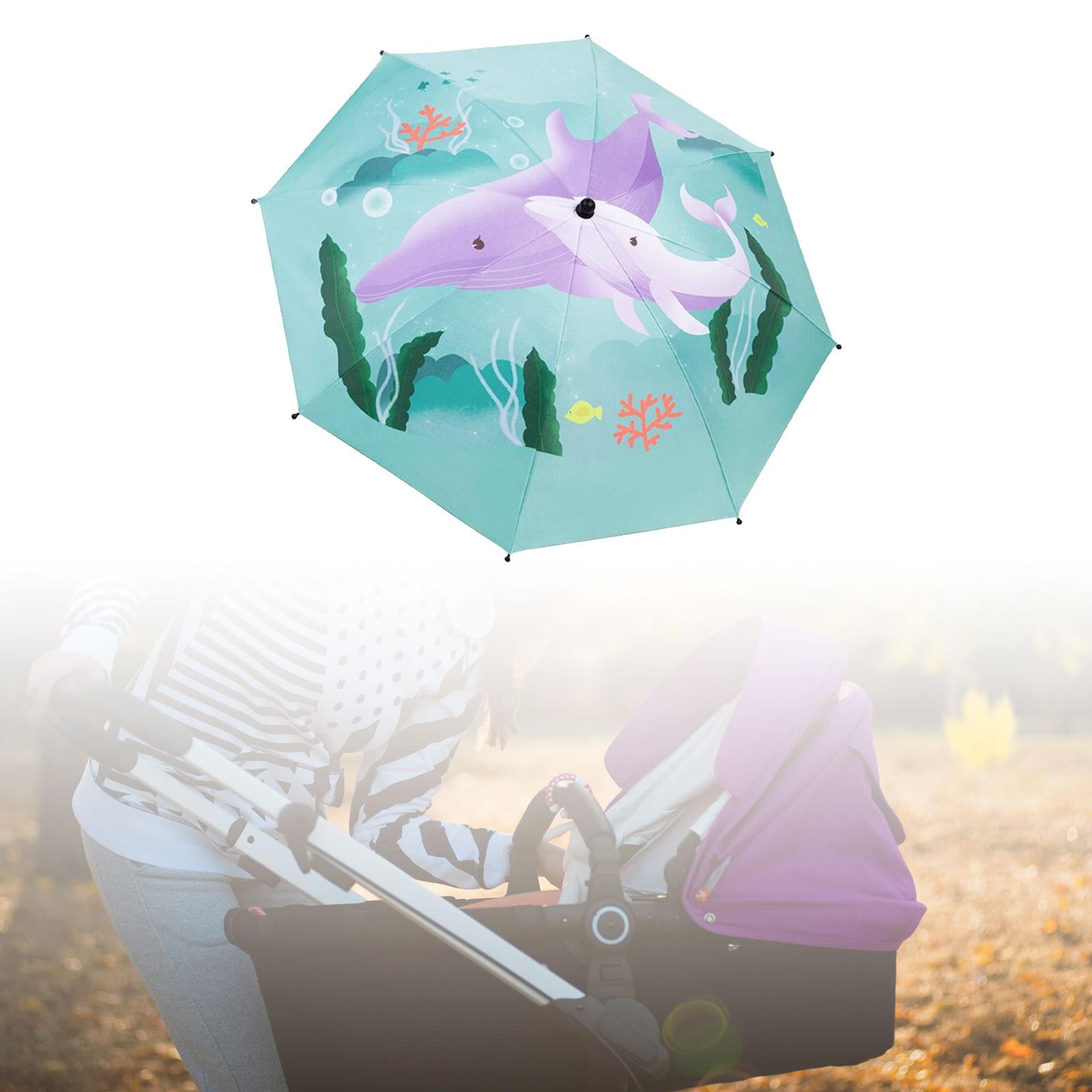 Vensio -360 Degree Adjustable Baby Pram Umbrella with Universal Clamp, Lightweight Sun Protection Parasol for Strollers and Pushchairs, Breathable Trolley Umbrella Pink