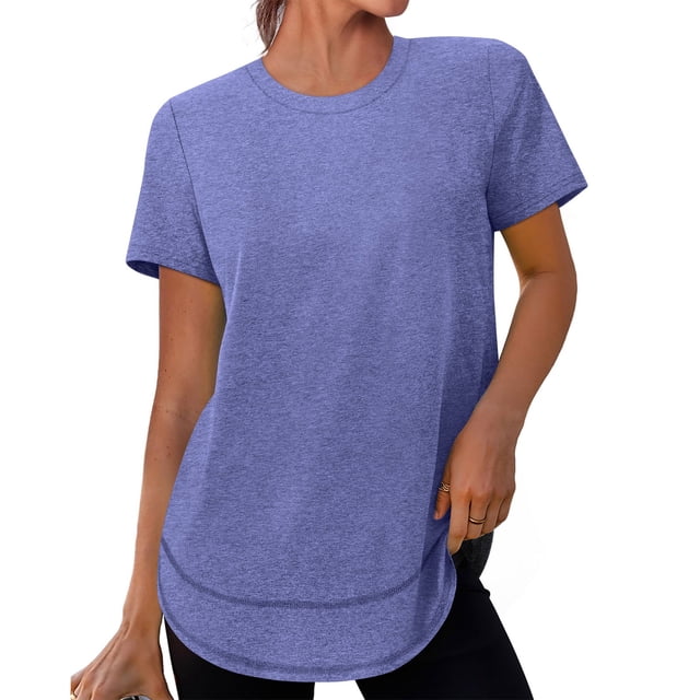 Chemise à Manches Courtes anti-UV pour Femmes, Haut en Polyester à Col Rond pour Activités Extérieures de Printemps et Tenue Décontractée