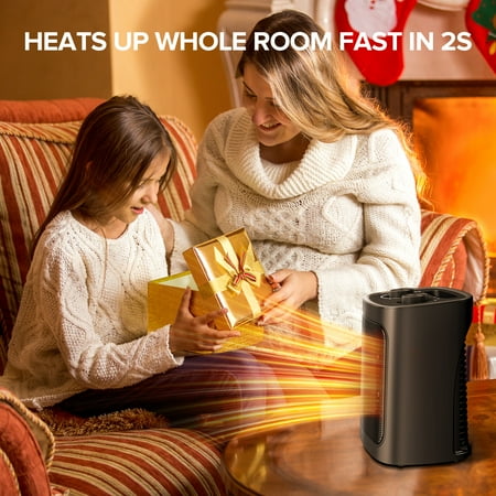 Auseo 750W/1500W Space Heater with ETL Certified, 2S Rapid Heating, Multiple Safety Protection, Ceramic Heater for Home/Bathroom/Kitchen/Office, Black