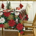 thumbnail image 2 of Christmas Tablecloth 60×84 Inch, Poinsettia Red White Washable Table Cover for Party Picnic Dinner Decor, 2 of 6