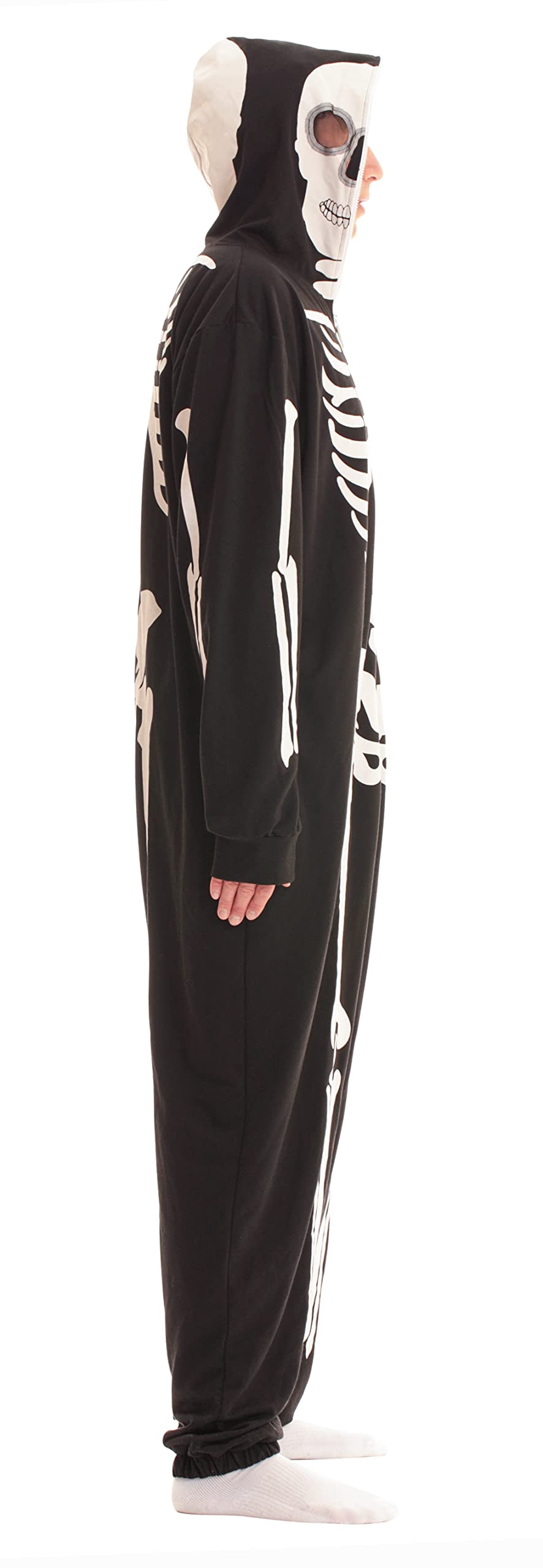 #FollowMe Skeleton Adult  Halloween / Onesie / Pajamas (Skeleton With Back Print, Small)