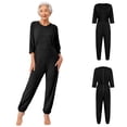 thumbnail image 2 of Aislor Women Care Dementia Clothing Alzheimers Anti-Strip Jumpsuit Nursing Nightwear with Zipper at Back and Leg Black L, 2 of 7