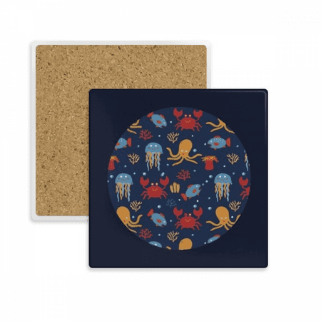 

Deep Sea Cuttlefish Jellyfish Crab Square Coaster Cup Mat Mug Subplate Holder Insulation Stone