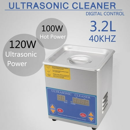Knob Control Ultrasonic Cleaner, Professional Sonic Cleaner w/Mechanical Timer Heater, Stainless Steel Low Noise for Cleaning Jewelry, Rings, Eyeglasses, Lenses, Dentures, Watches (3L)
