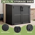 thumbnail image 5 of 36 Cu Ft Resin Outdoor Storage Shed, Weatherproof Horizontal Outdoor Storage Cabinet with Dual Lock Door for Backyard, Patio, Garage, Garden(Black), 5 of 7