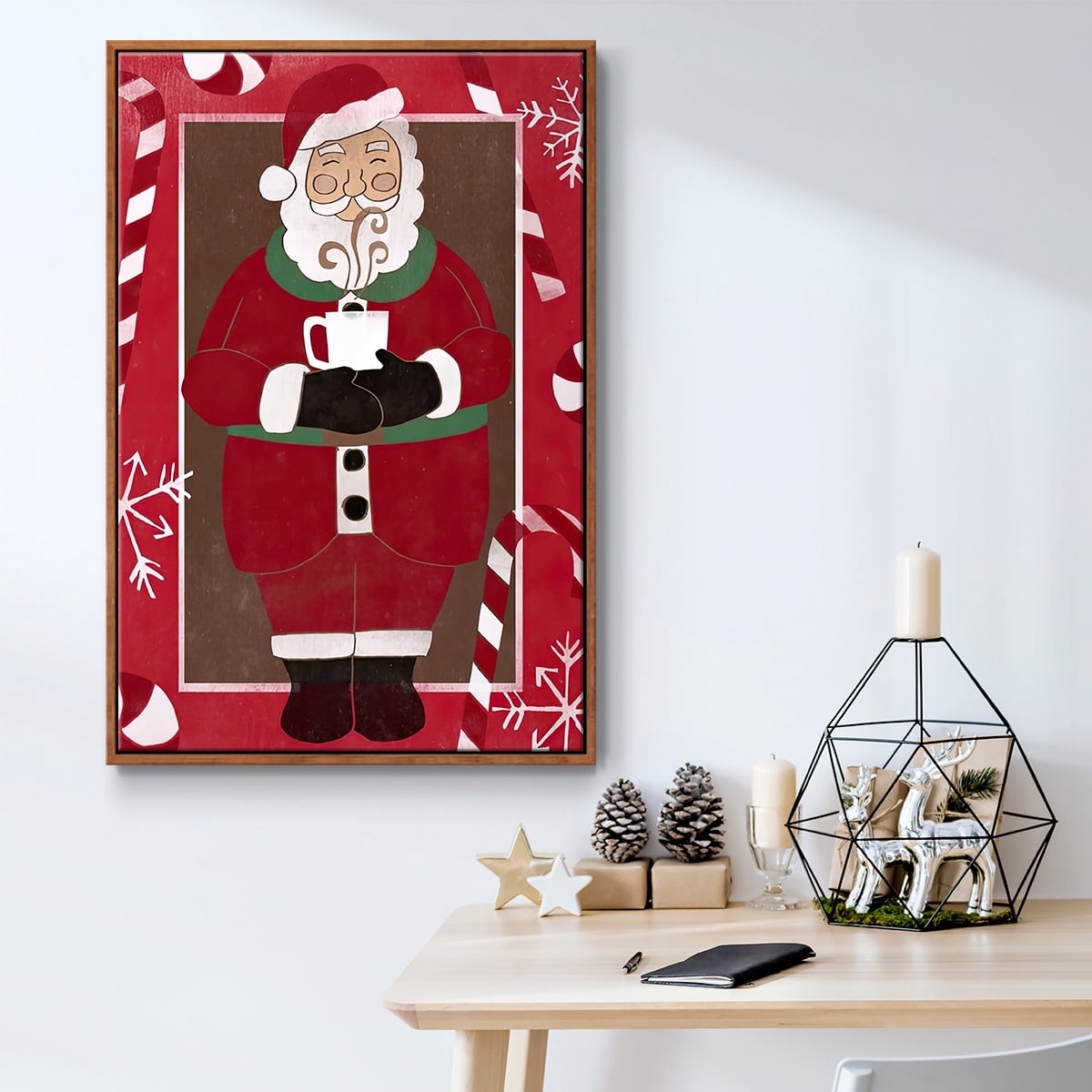 Cozy Cocoa Christmas Collection B - Framed Gallery Wrapped Holiday Canvas - 17 x 25 - Rosewood Frame