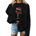 thumbnail image 1 of Bowake Chandails en Molleton de Noël pour Femmes Imprimé Manches Longues Col Rond Décontracté Ample Chandail-Over Blouse, 1 of 4