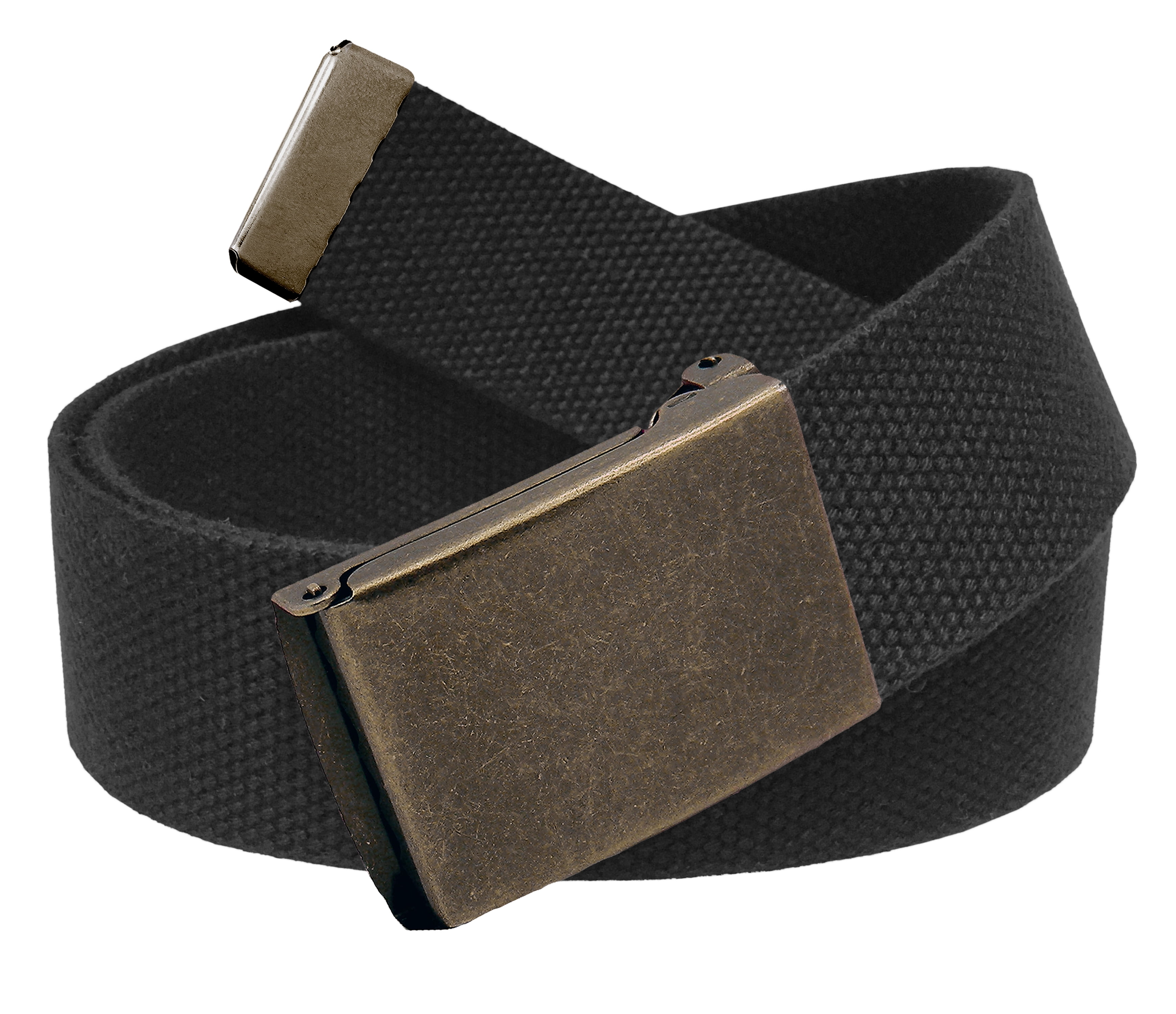 Men's Classic Antique Gold Military Slider Belt Buckle with Canvas