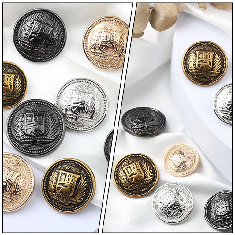 Wholesale OLYCRAFT 80Pcs Metal Blazer Buttons Crown Badge Alloy Flat Round  Buttons 15mm 20mm Antique Suits Button Set for Sewing Blazer 