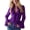 Purple, variant on Womens French Elegant Ruffled Solid Color V Neck Puff Sleeve Blouse Shirt L