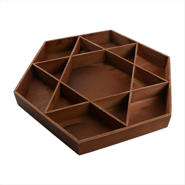 Bandeja de Madera con Forma de Estrella Hexagonal para Amigos, Caja de Almacenamiento de Platos de Frutas, Adornos Decorativos y Manualidades, Color Marrón