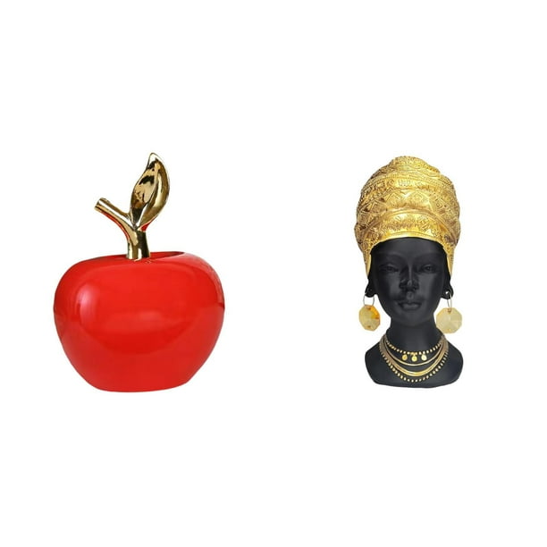Escultura De Fruta De Cerámica Y Estatua De Mujer Africana, Adorno De Mesa, Obra De Arte Creativa Para Decoración Del Hogar Y Sala De Estudio, Regalo Navideño, Centro De Mesa De Resina Para