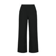 thumbnail image 5 of Womens Linen Pants Casual Cotton Linen Crop Pants Lightweight High Waist Straight Leg Lounge Trousers 2026 Beach Travel Vacation Outfits, 5 of 7