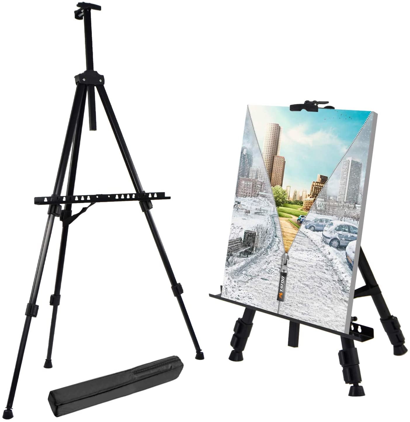 Tripod Field Easel for Drawing Folding Aluminum Alloy Tripod Display Easel Adjustable Height with Portable Bag Artist Easels Stand 