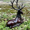 thumbnail image 5 of Pure Copper sitting deer Statue Sculpture, Brass deer Statuette Figurine Modern Home Decor Office Lucky Feng Shui statue Ornaments Crafts, 5 of 8