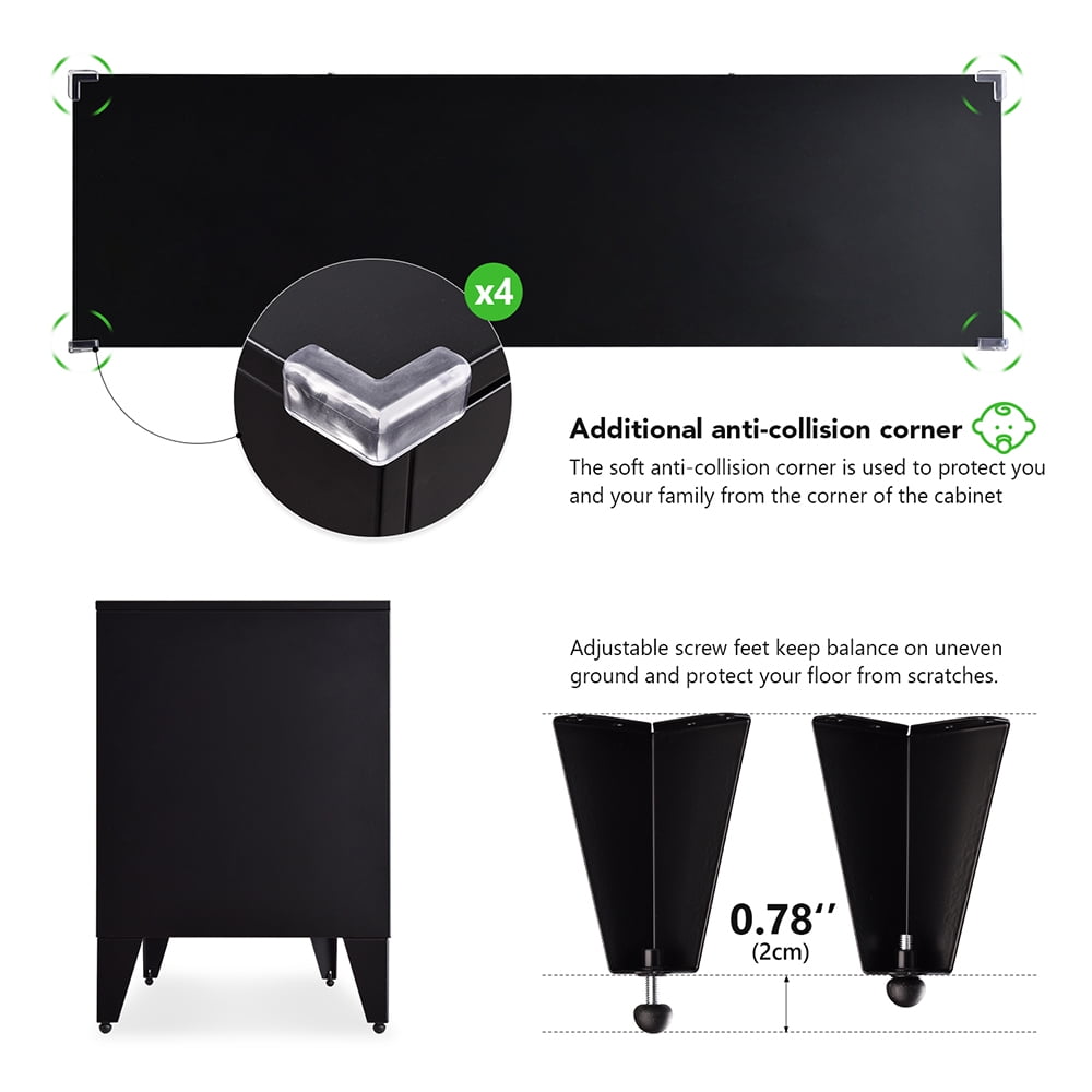 Private Jungle Modern TV Media Storage Stand with 2-Door for TVs Up to 55"-Black Private Jungle Modern TV Media Storage Stand with 2-Door for TVs Up to 55"-Black