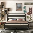 thumbnail image 2 of Allewie Full Size Metal Platform Bed Frame with Wooden Headboard & Footboard, Black, 2 of 7