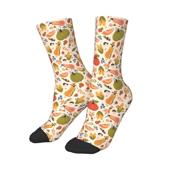 Uemuo Fall Pumpkin Printed Kids Boys Socks Seamless Crew Socks Crazy Funny Athletic Sport Socks for Children